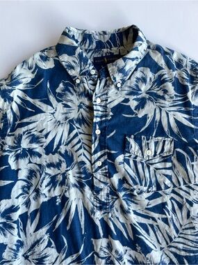 Ralph Lauren Navy & White Floral Short-Sleeve Button-Down Shirt